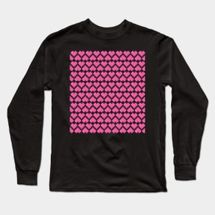Seamless Pattern of Pink Pixel Hearts Long Sleeve T-Shirt